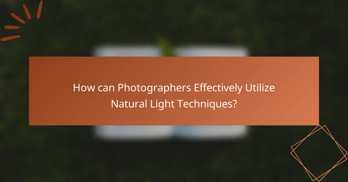 How can Photographers Effectively Utilize Natural Light Techniques?