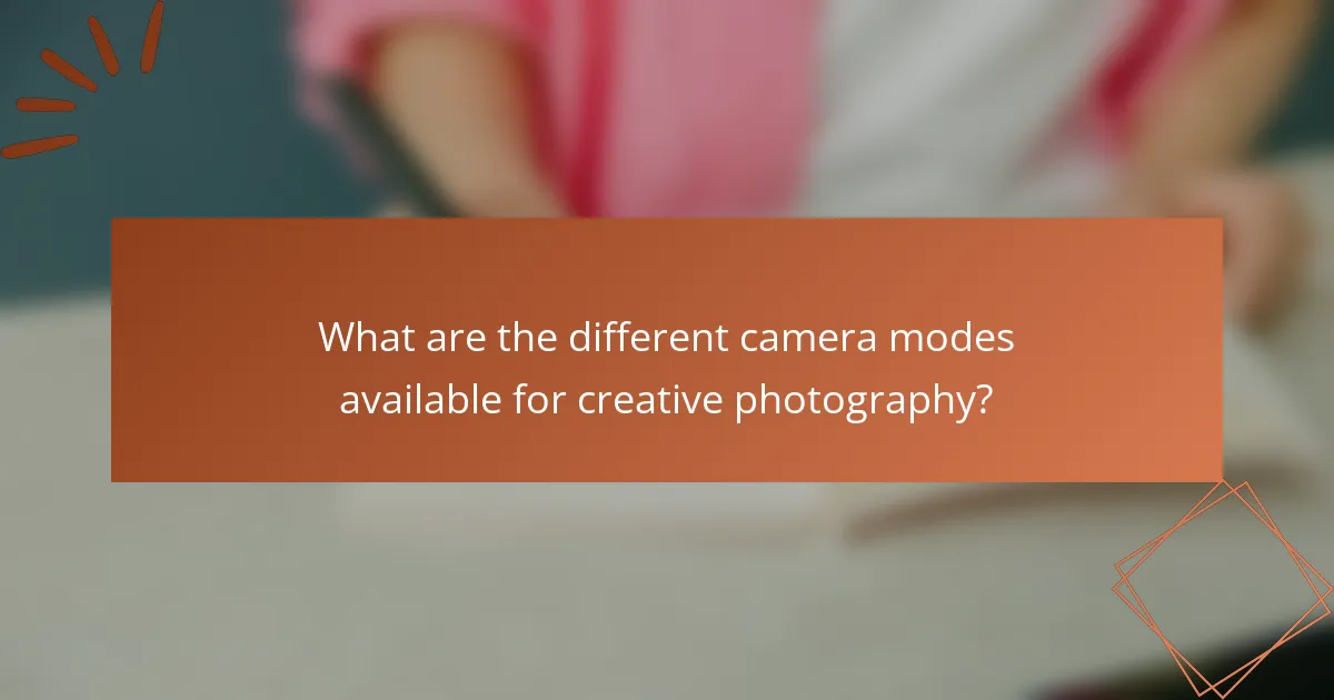 What are the different camera modes available for creative photography?